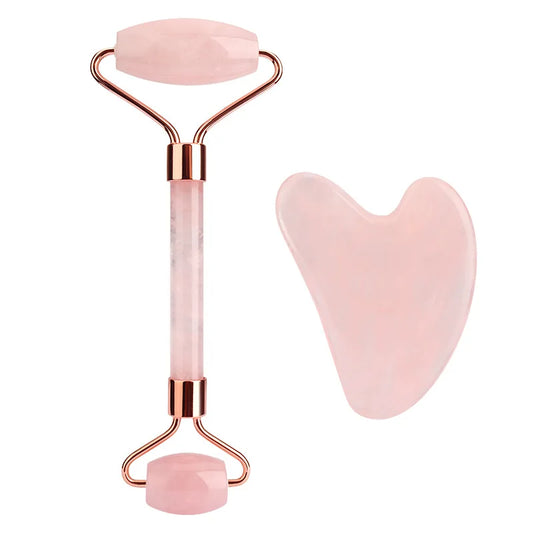 Rose Quartz Jade Roller & Gua Sha Set