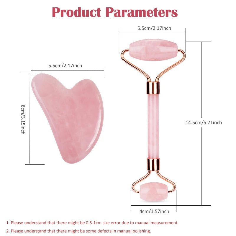 Rose Quartz Jade Roller & Gua Sha Set
