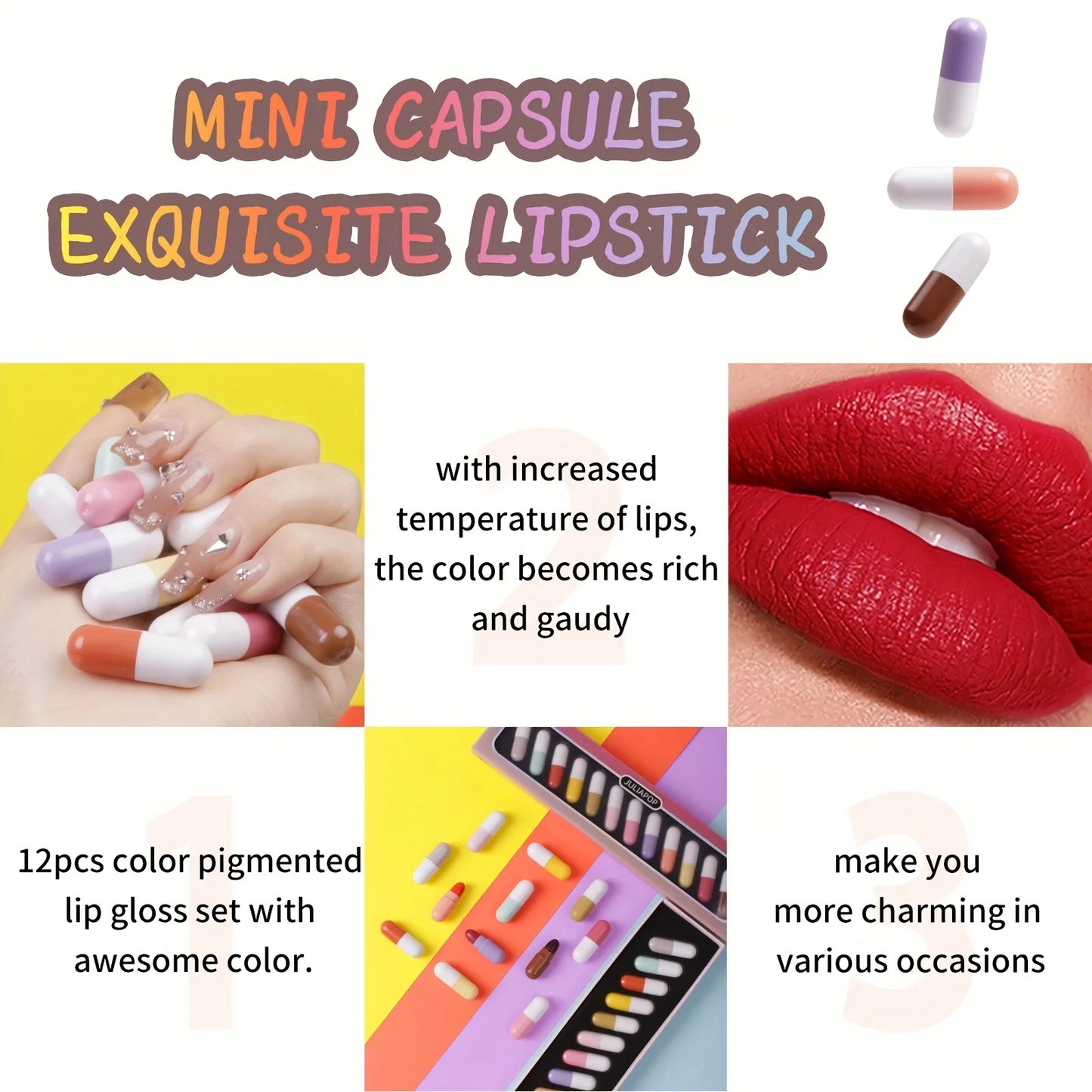 Mini Capsule Lipstick Set – 12 Colors