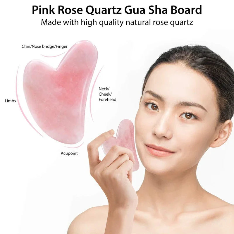 Rose Quartz Jade Roller & Gua Sha Set