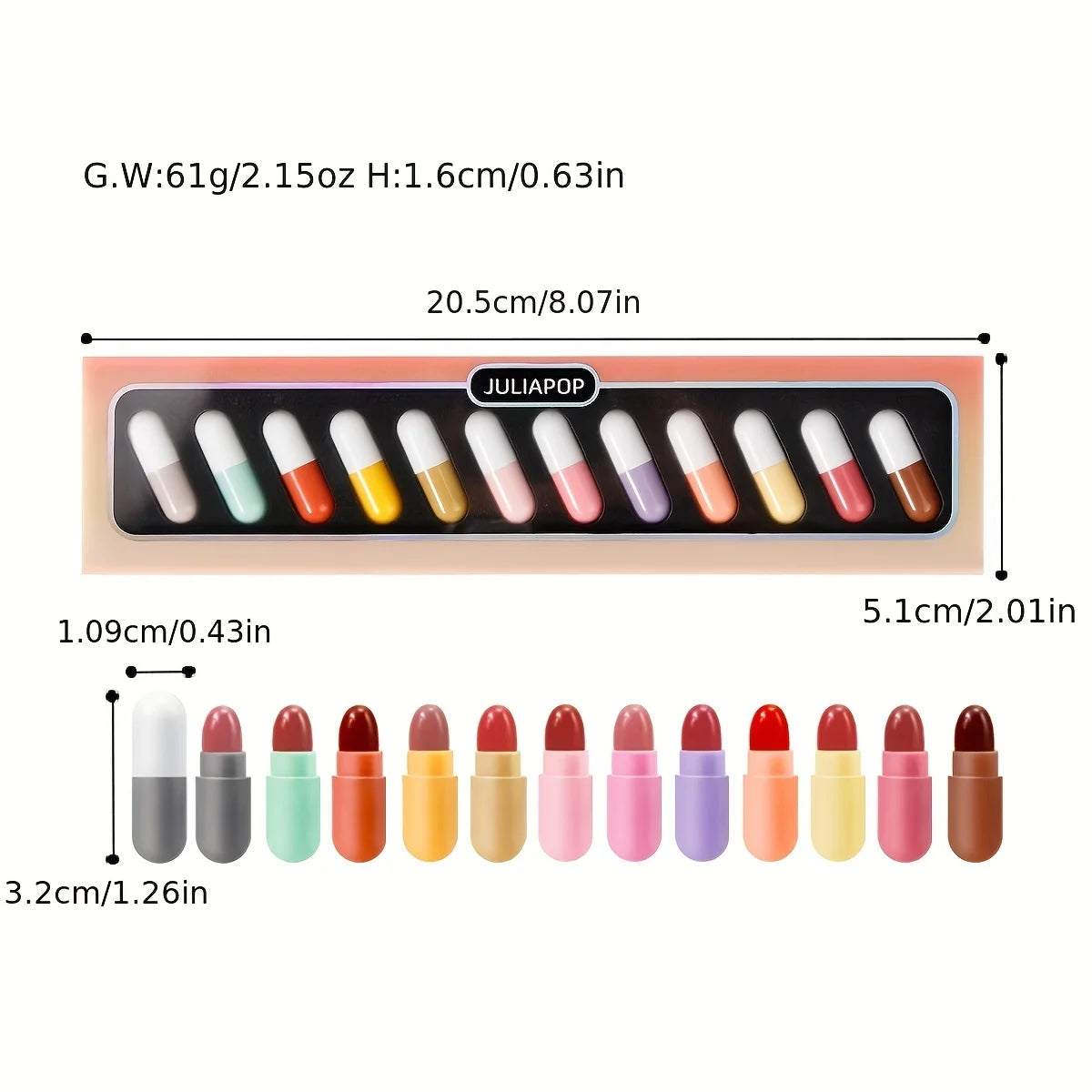 Mini Capsule Lipstick Set – 12 Colors