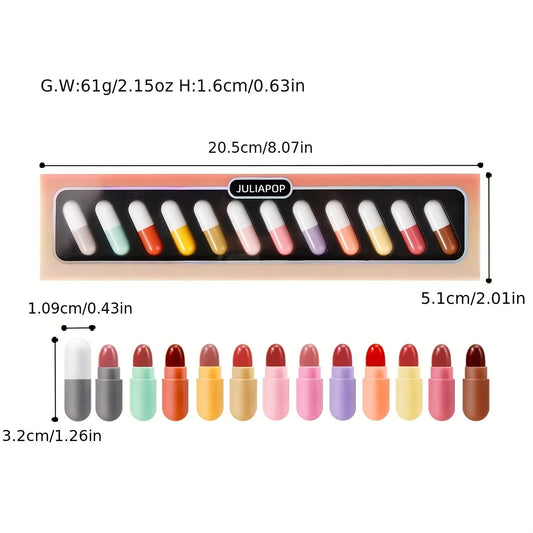 Mini Capsule Lipstick Set – 12 Colors