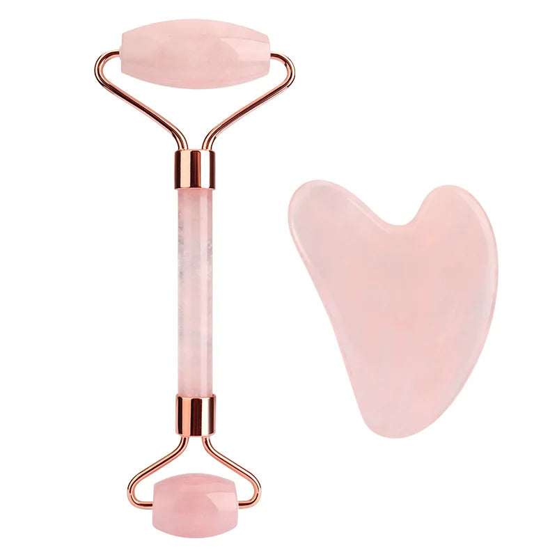 Rose Quartz Jade Roller & Gua Sha Set