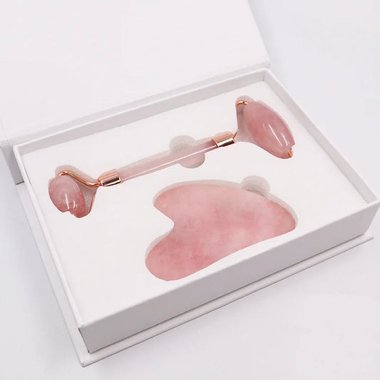 Rose Quartz Jade Roller & Gua Sha Set