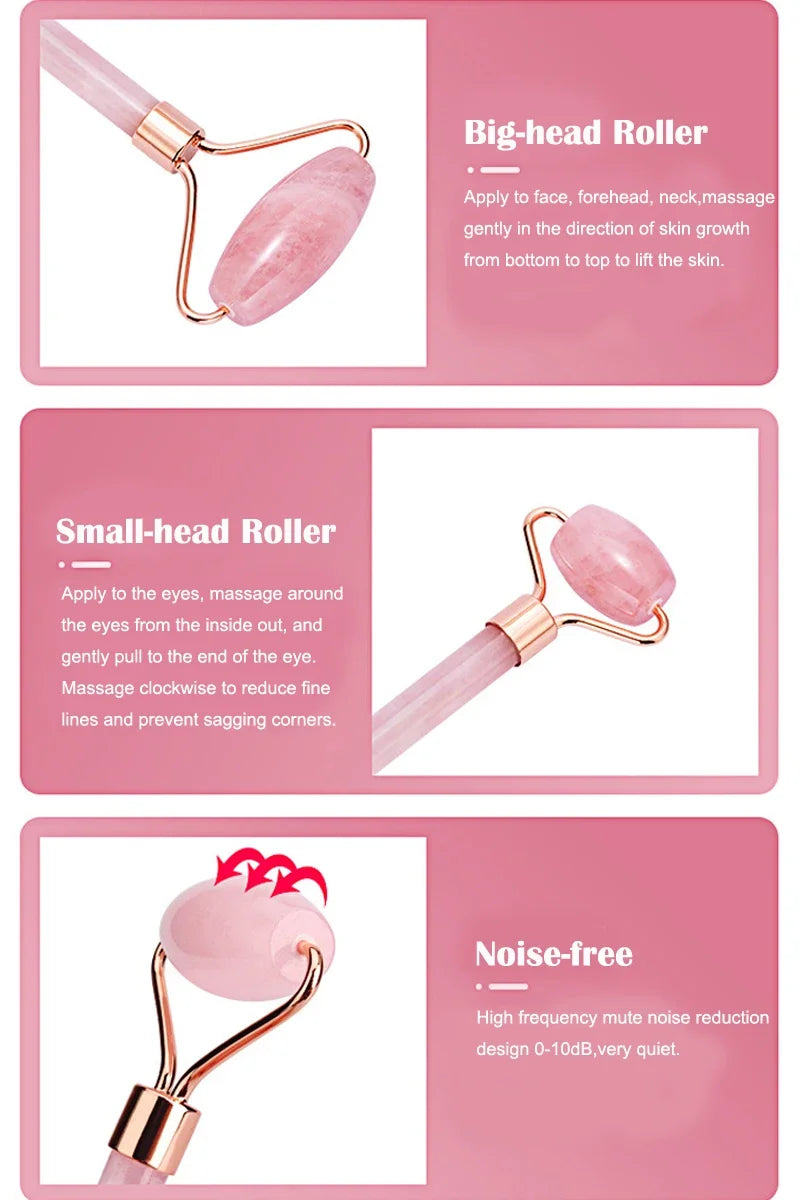 Rose Quartz Jade Roller & Gua Sha Set